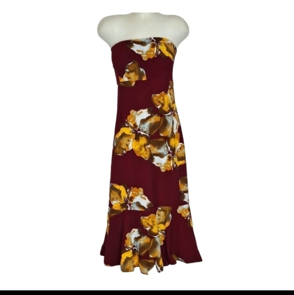 Bisou Bisou Strapless Midi Floral Dress